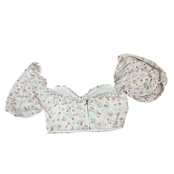 Sabo Skirt Cream Floral Crop Top Sz. M - Picture 2 of 5